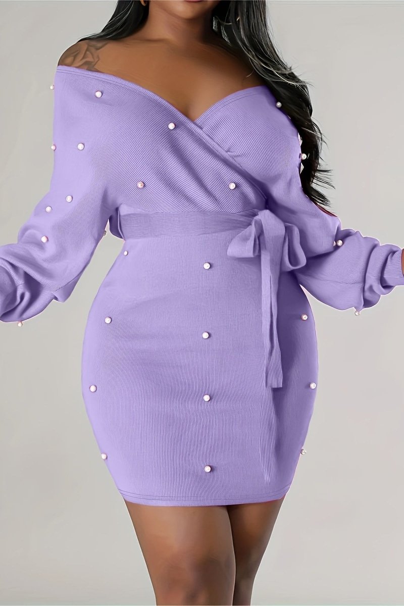 Celeste - Elegant Long Sleeve Off-Shoulder Bodycon Dress 4