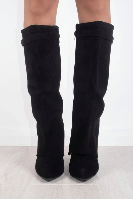Charlotte - Women's Black Thigh-High Boots with Premium Leather and Stylish Buckle 4