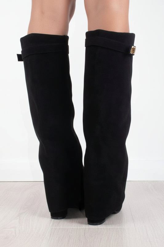 Charlotte - Women's Black Thigh-High Boots with Premium Leather and Stylish Buckle 5