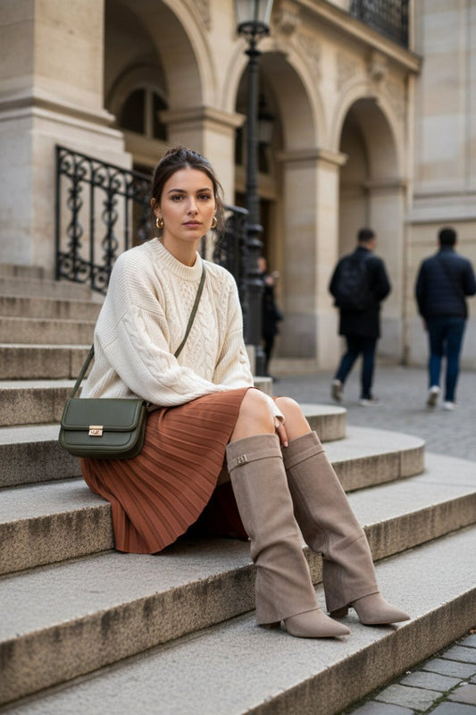 CLASSÉNOIR – Women's Premium Leather Thigh-High Boots in Sleek Black