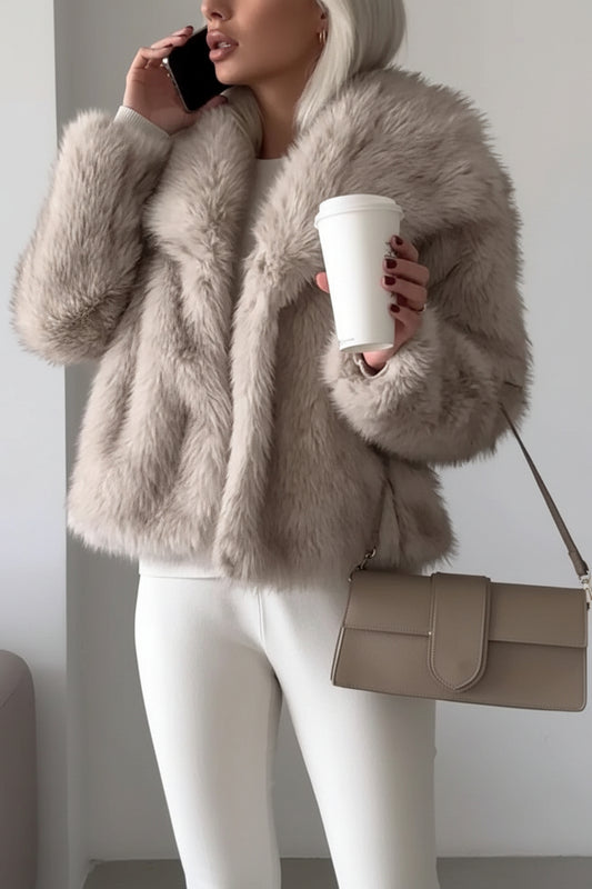 GLAMFUR – Chic Cropped Faux Fur Coat for Women