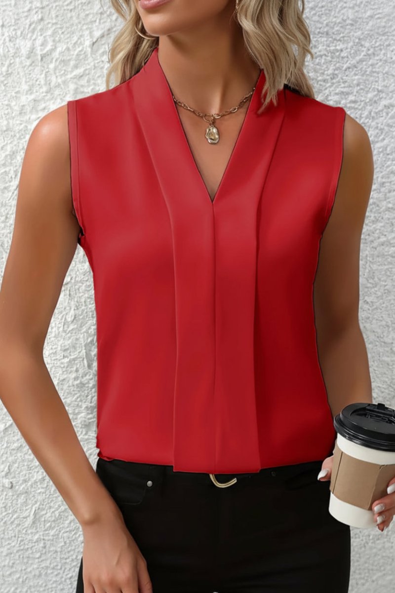 Chic Sleeveless V-Neck Tank Top - Lightweight Summer Essential for Women 3