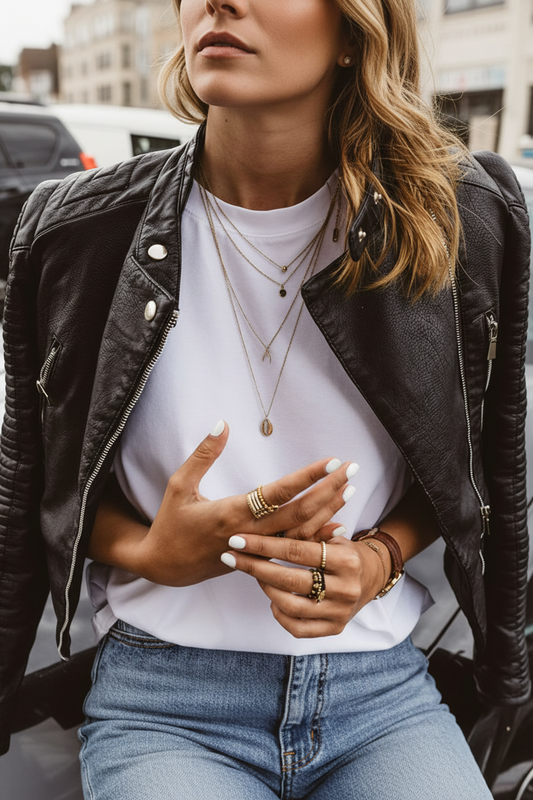 Chic Women's Black Leather Jacket with Stand Collar and Full Zip Closure 1