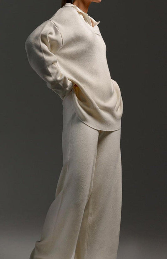 Chic Women's Collared Two-Piece Relaxed Fit Lounge Set for Comfortable Loungewear 5