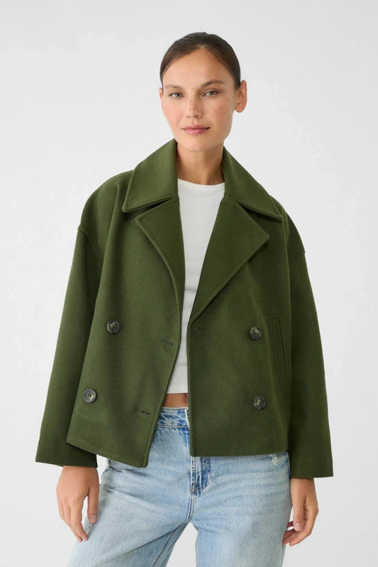 Chic Women's Jacket - Double-Breasted Short Trench for Everyday Style 2
