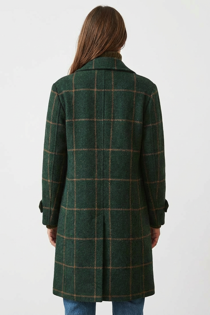 Chic Women's Lapel Plaid Tweed Coat - Tailored Fit for Smart Casual Style 1
