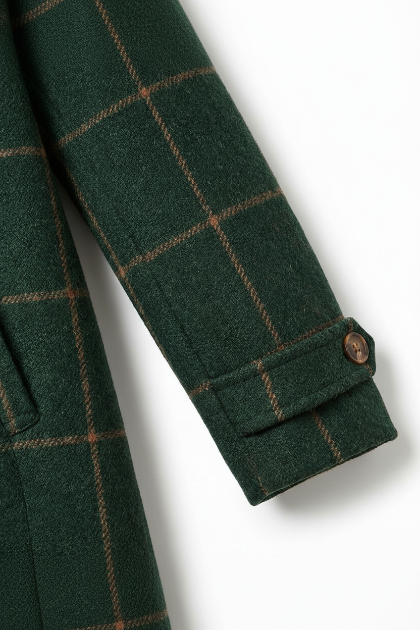 Chic Women's Lapel Plaid Tweed Coat - Tailored Fit for Smart Casual Style 2