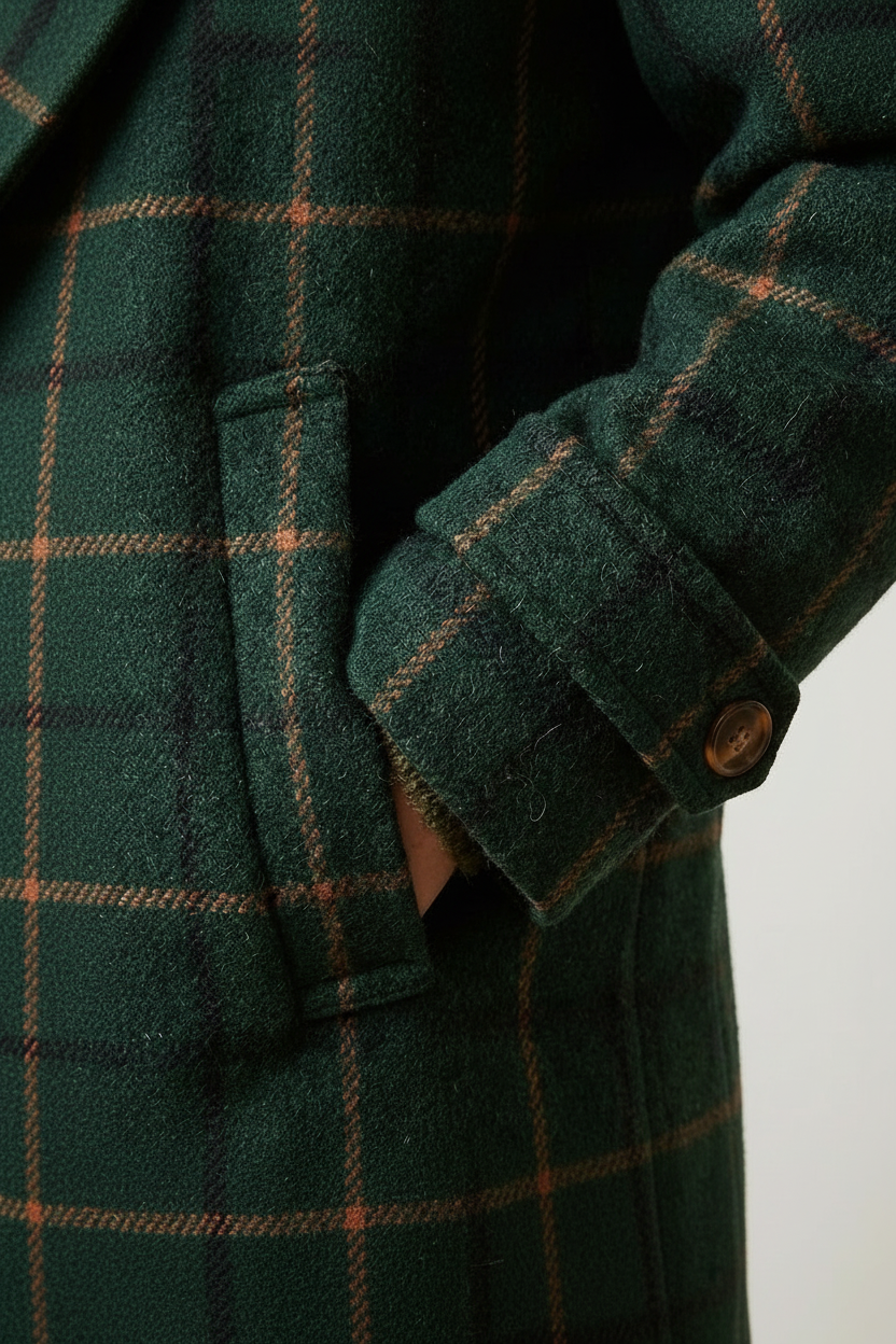 Chic Women's Lapel Plaid Tweed Coat - Tailored Fit for Smart Casual Style 3