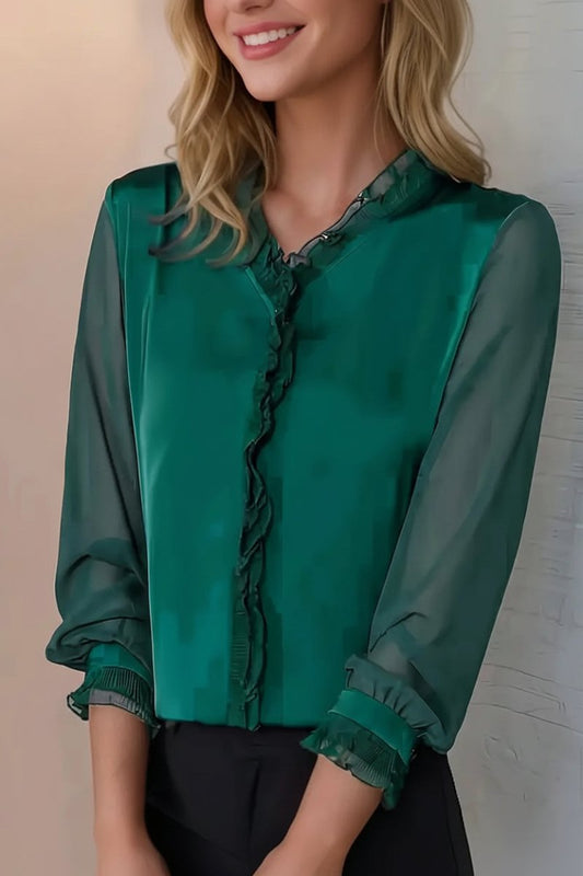 Chic Women's Long Sleeve Top - Soft, Breathable Fabric with Classic Crew Neckline 3