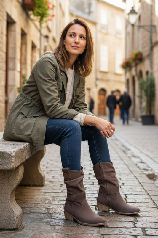 MÉLIA – Chic Women’s Short Brown Boots with Timeless Style