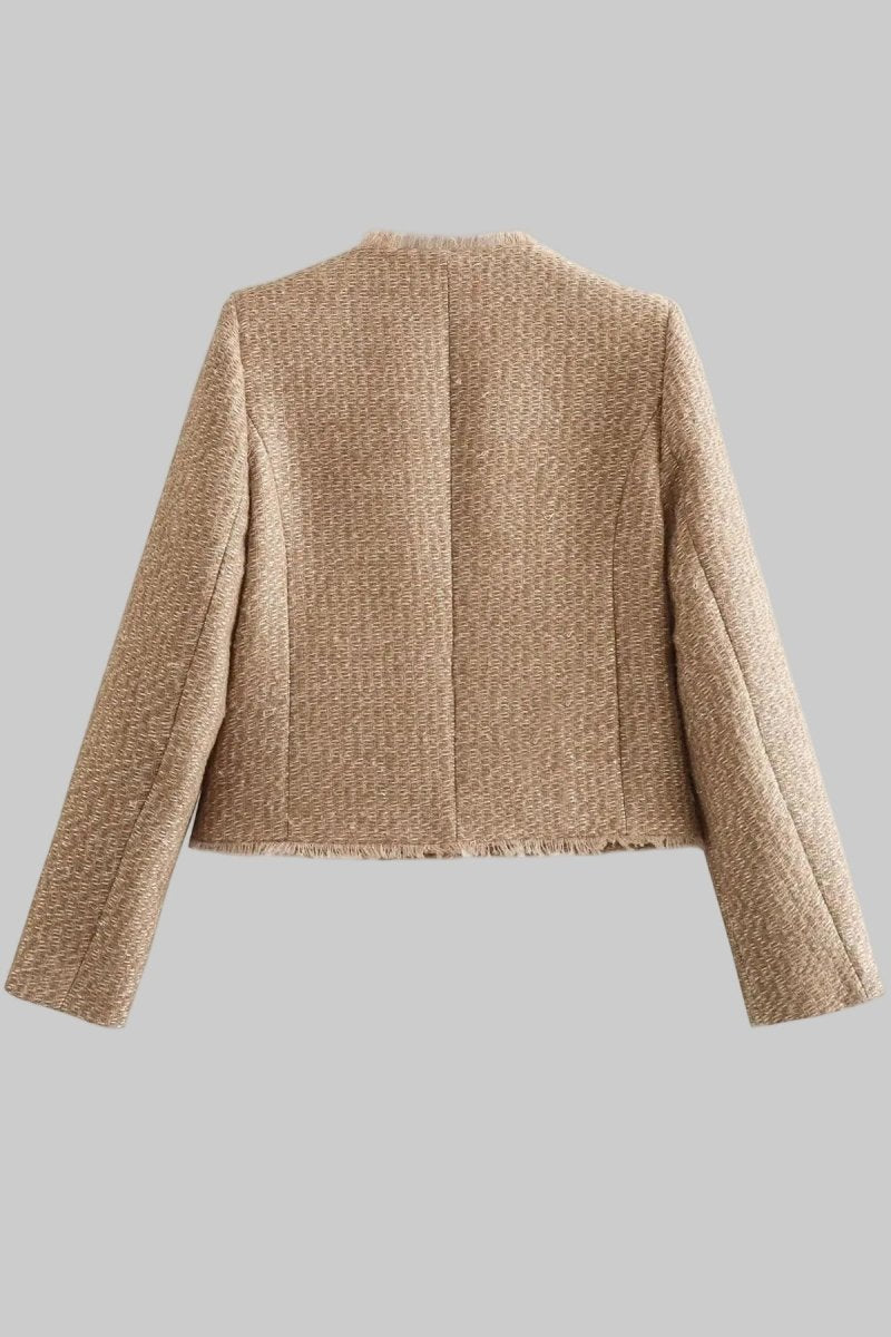 Clara Cropped Blazer - Short Tweed Jacket with Button Closure for Women 3