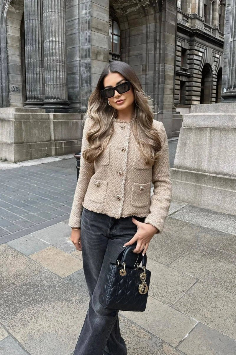 Clara Cropped Blazer - Short Tweed Jacket with Button Closure for Women 5