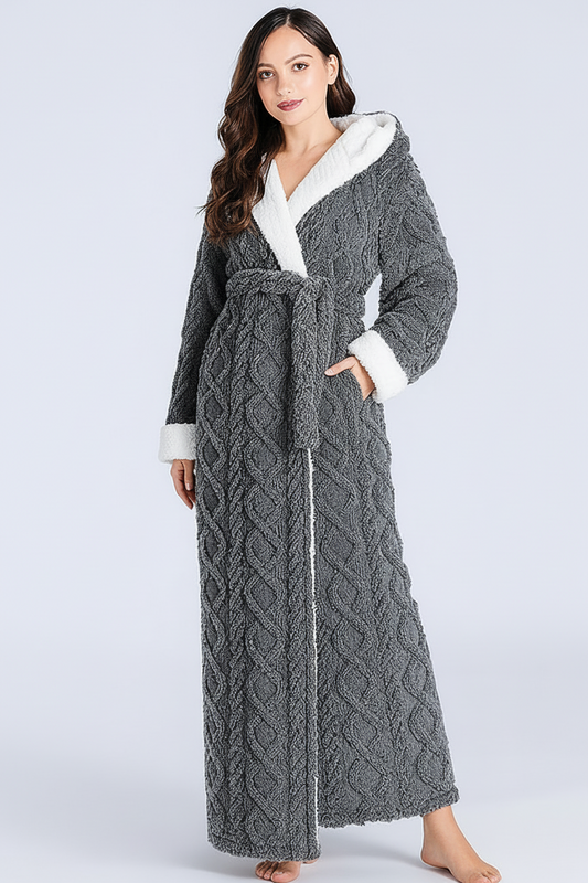 Cozy Comfort - Thick Hooded Flannel Bathrobe for Women, Ultra-Soft Warmth 1
