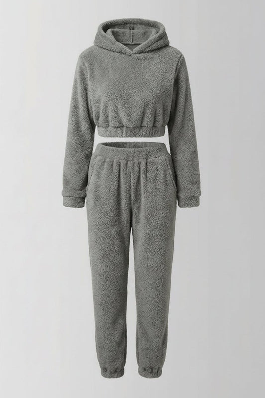 Cozy Fleece Lounge Set for Women - Stylish Hoodie and Comfortable Trousers 2
