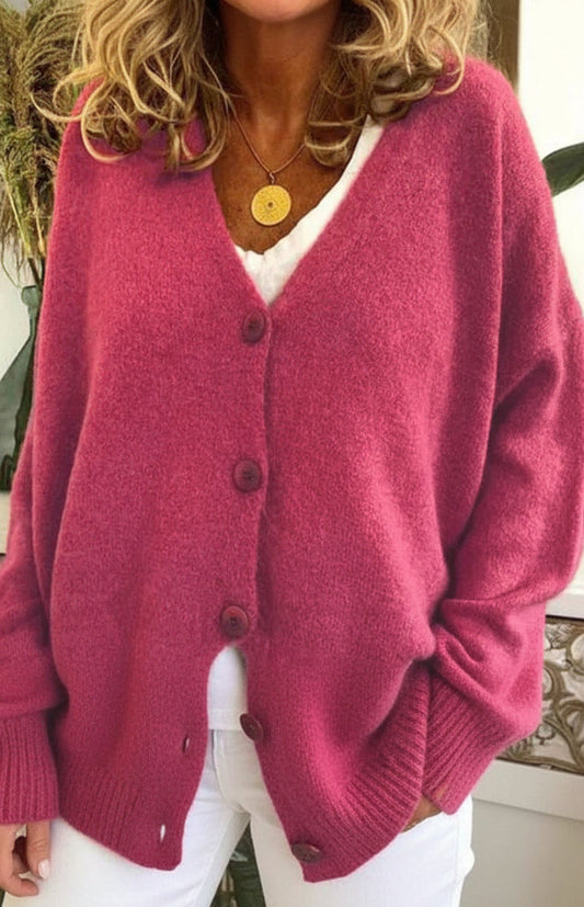 Cozy V-Neck Knit Cardigan for Women - Stylish Layering Essential in Soft Fabric 10