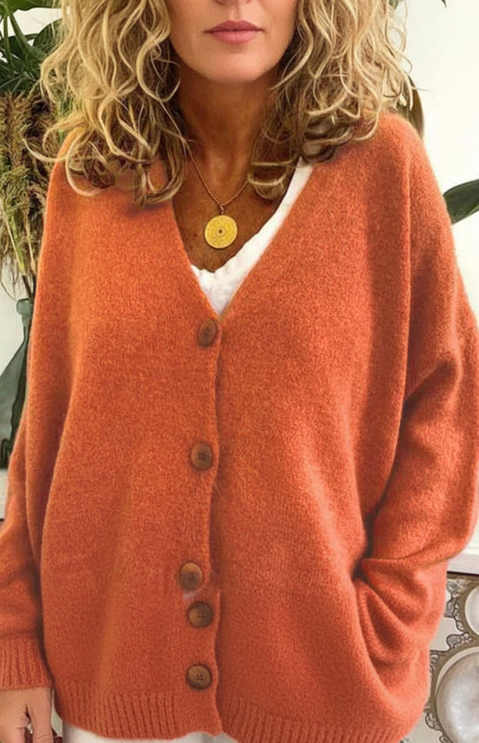 Cozy V-Neck Knit Cardigan for Women - Stylish Layering Essential in Soft Fabric 12