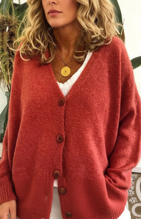 Cozy V-Neck Knit Cardigan for Women - Stylish Layering Essential in Soft Fabric 6