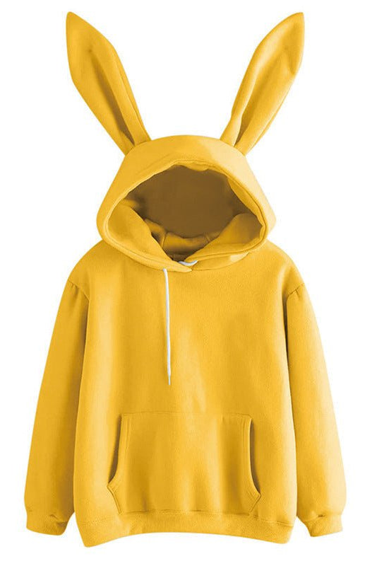 Cozy Women's Hooded Sweatshirt with Playful Rabbit Ears for Casual Wear 3