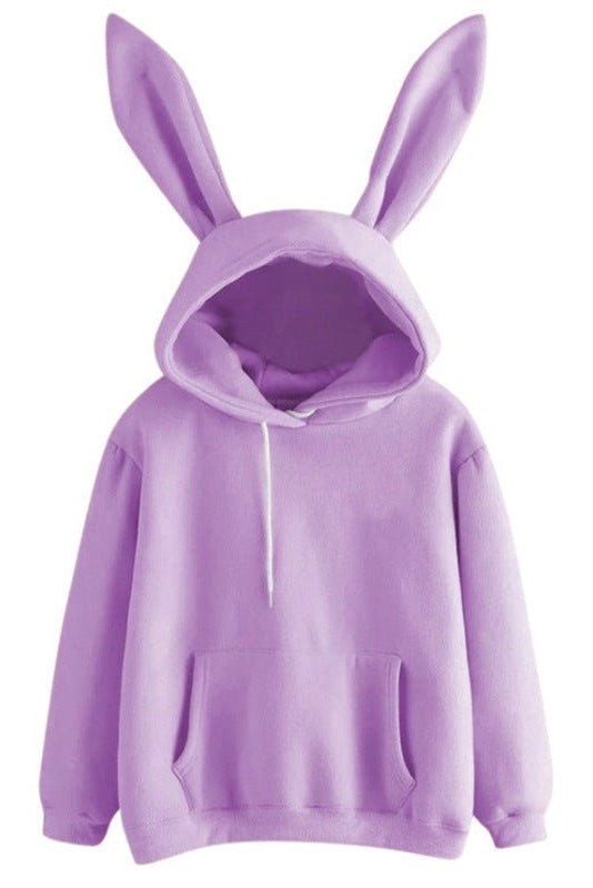 Cozy Women's Hooded Sweatshirt with Playful Rabbit Ears for Casual Wear 4