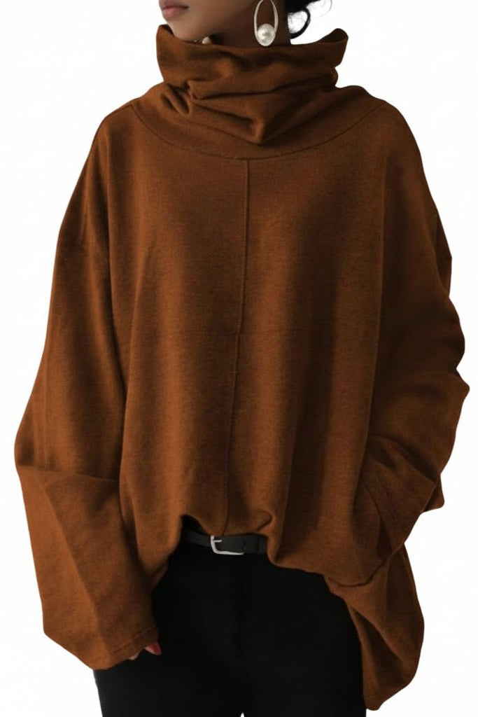 Cozy Women's Long Sleeve Turtleneck Sweatshirt with Pockets - Stylish Comfort 3