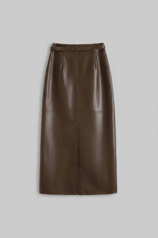 Diana - Genuine Leather Pencil Skirt with Sculpted Waist & Belt for Elegant Fit 3