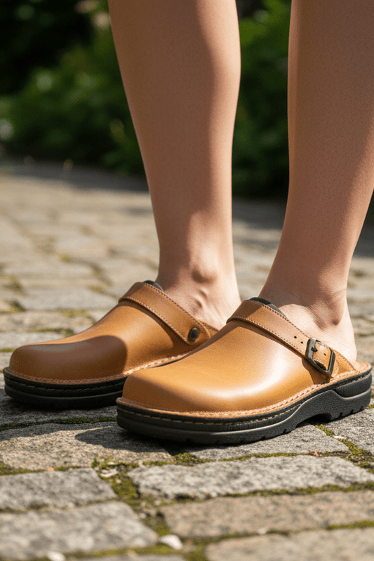 ORTHOCLOG – Supportive Leather Slip-On Clogs for All-Day Comfort