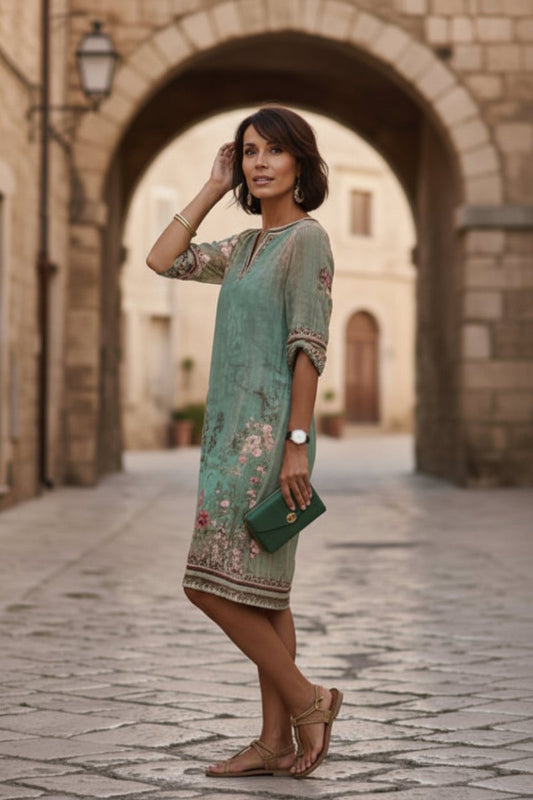 Edda Women's Floral Midi Dress - Lightweight V-Neck Summer Dress for Casual Outings 0