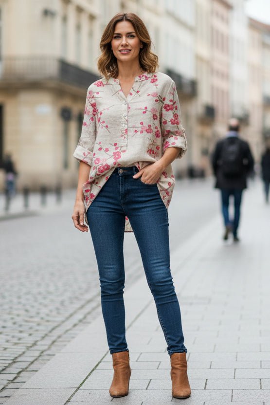 Elegant Floral Blouse - Soft Fabric, Comfortable Fit for Versatile Styling 0