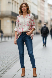 Elegant Floral Blouse - Soft Fabric, Comfortable Fit for Versatile Styling 0