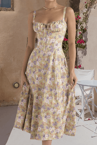 Elegant Midi Dress for Women - Corset Style with Lace Detail for Summer, Wedding Guest, Cocktail or Formal Events 2