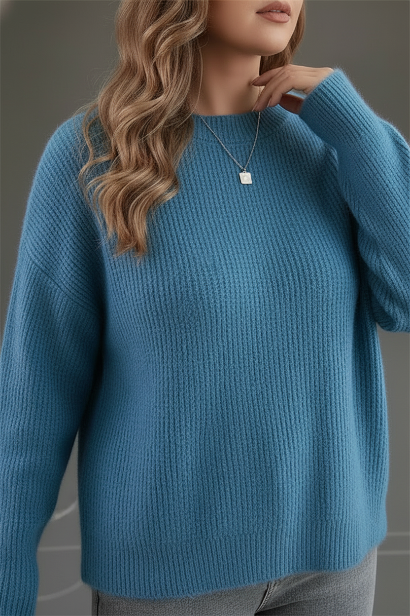 Elegant Plus Size Women's Soft Rib Knit Sweater for Cozy Comfort 2