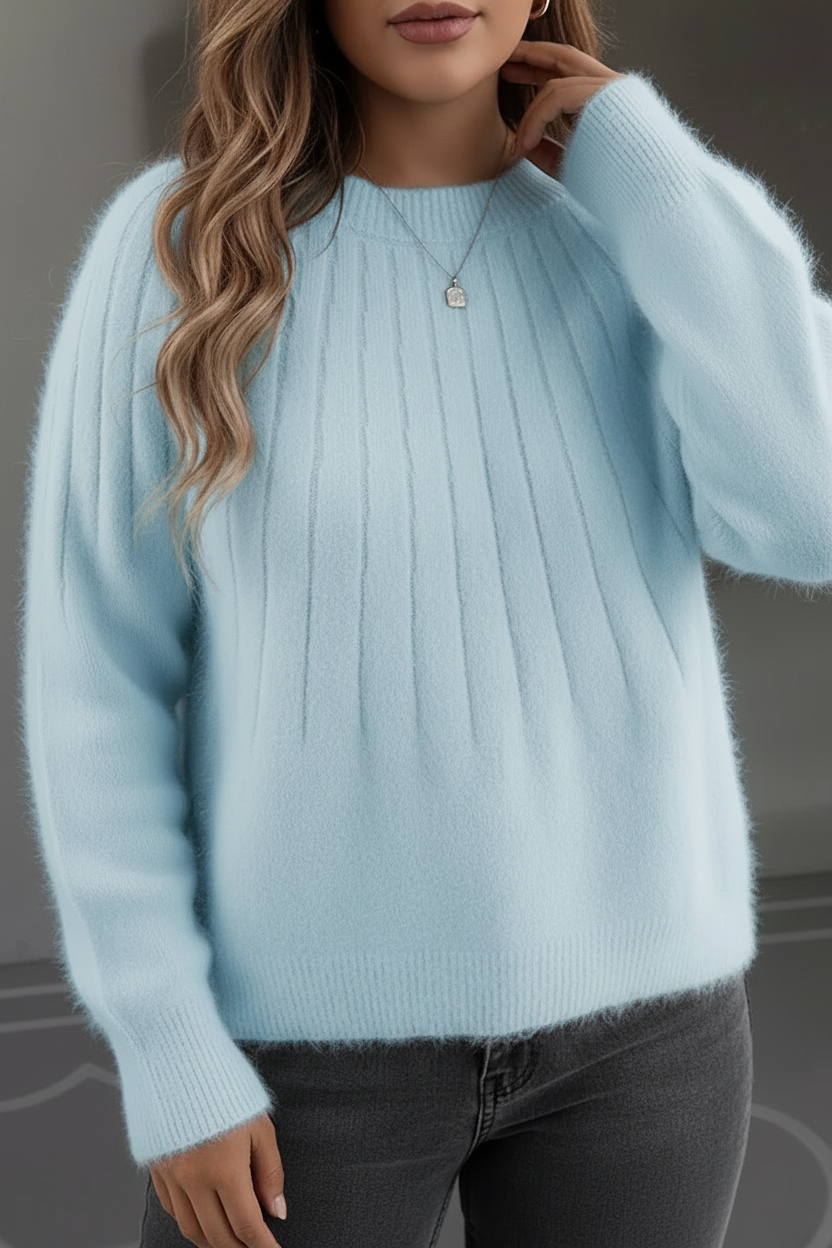 Elegant Plus Size Women's Soft Rib Knit Sweater for Cozy Comfort 3