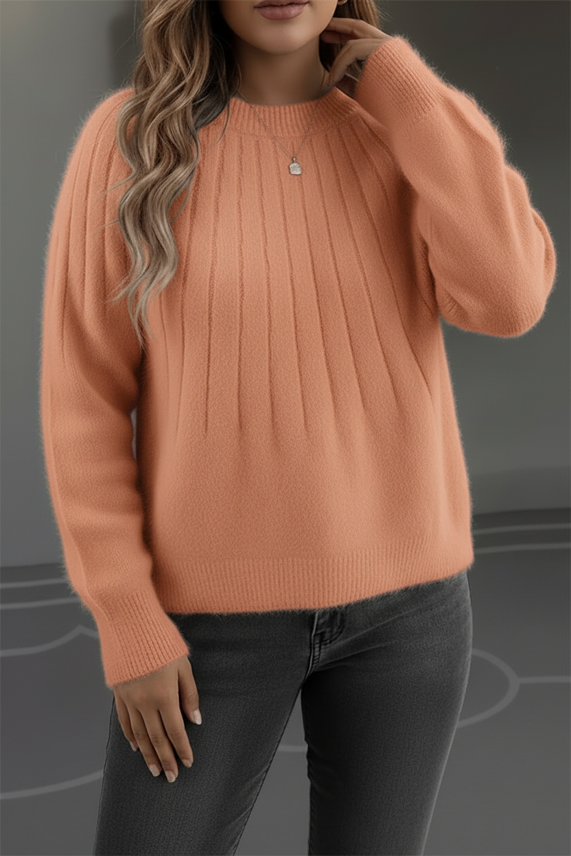 RIBELLE – Elegant Plus Size Women’s Soft Rib Knit Sweater for Cozy Comfort