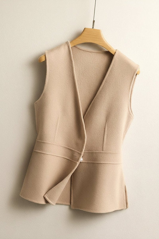 Elegant Pure Cashmere Vest - Wrap Front, V-Neckline, Soft & Breathable 1