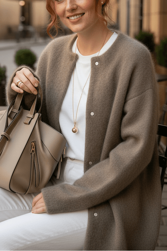 Elegant Relaxed Fit Knit Cardigan Sweater for Women - Cozy Oversized Winter Cardigan 4