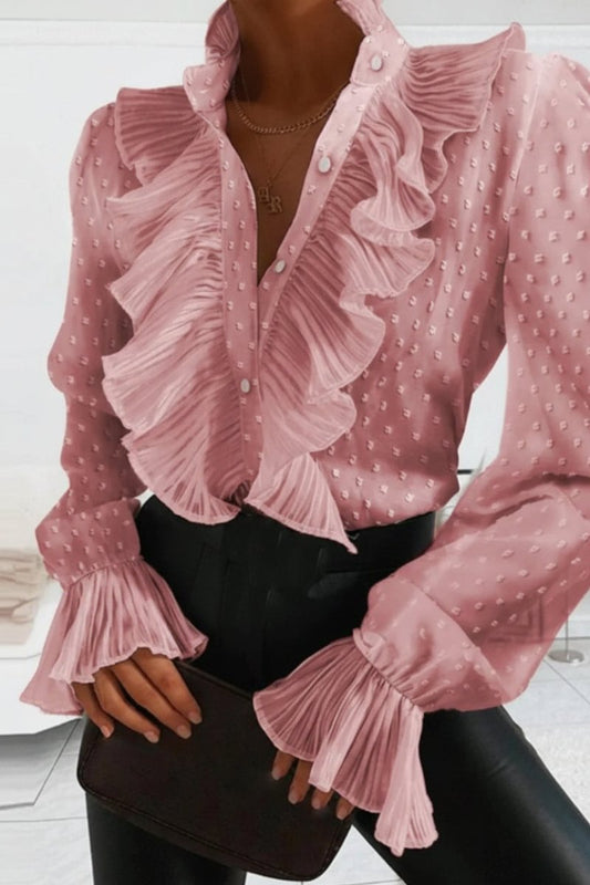 Elegant Ruffle Blouse - Long Sleeve Tops for Stylish Autumn Looks 1