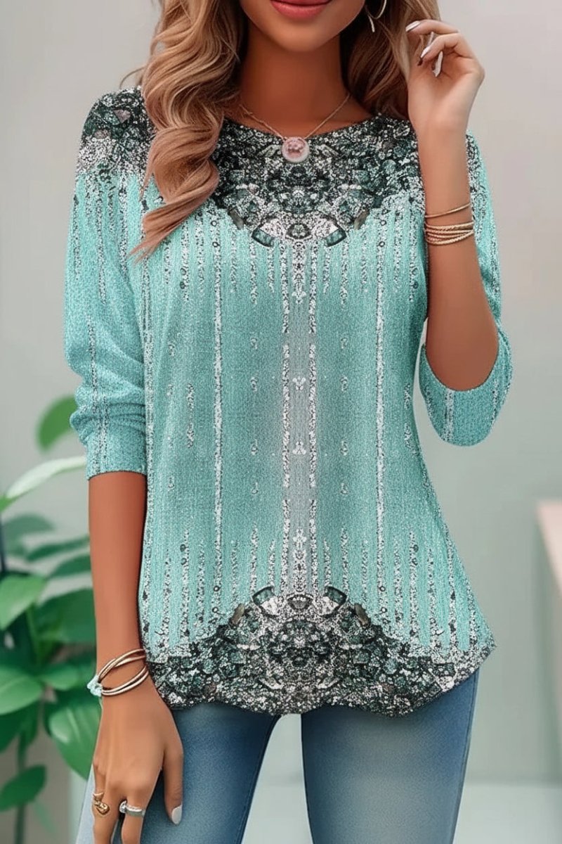 Elegant Sequin Top for Women - Loose Fit Going Out Top with Three-Quarter Sleeves 0