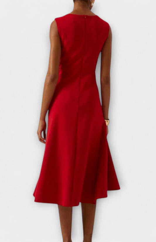 Elegant Sleeveless Pleated Midi Dress for Women - Perfect for Cocktail and Formal Occasions 1