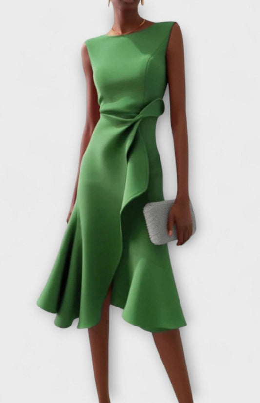 Elegant Sleeveless Pleated Midi Dress for Women - Perfect for Cocktail and Formal Occasions 6