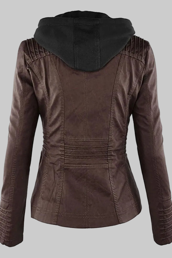 Elegant Weatherproof Women's Jacket with Detachable Hood and Soft Lining 8
