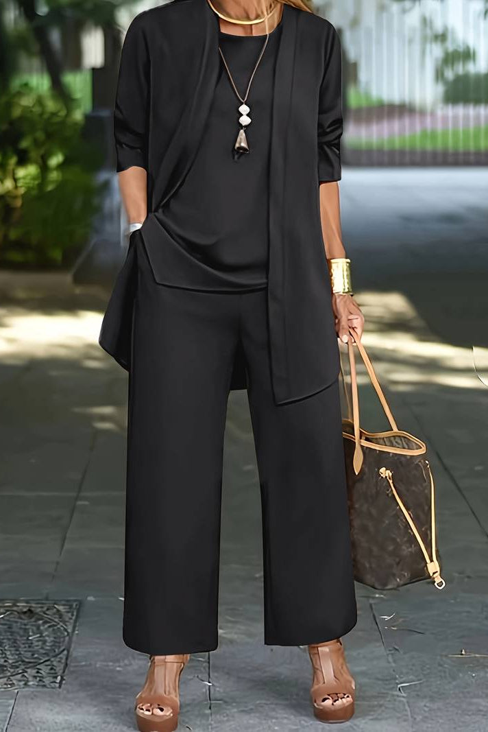 Elegant Women's 3-Piece Co Ord Set - Lightweight Summer Outfit with Cardigan & Trousers 2