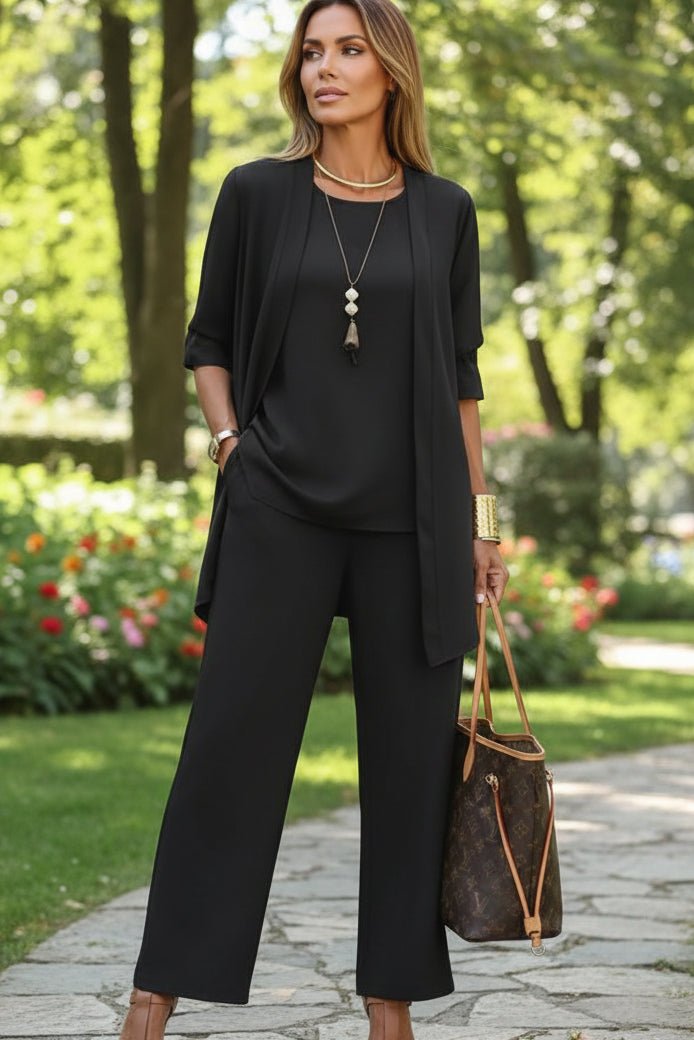 SOLACEWEAR – Chic 3-Piece Summer Lounge Set featuring Flowy Pants and Cover-Up