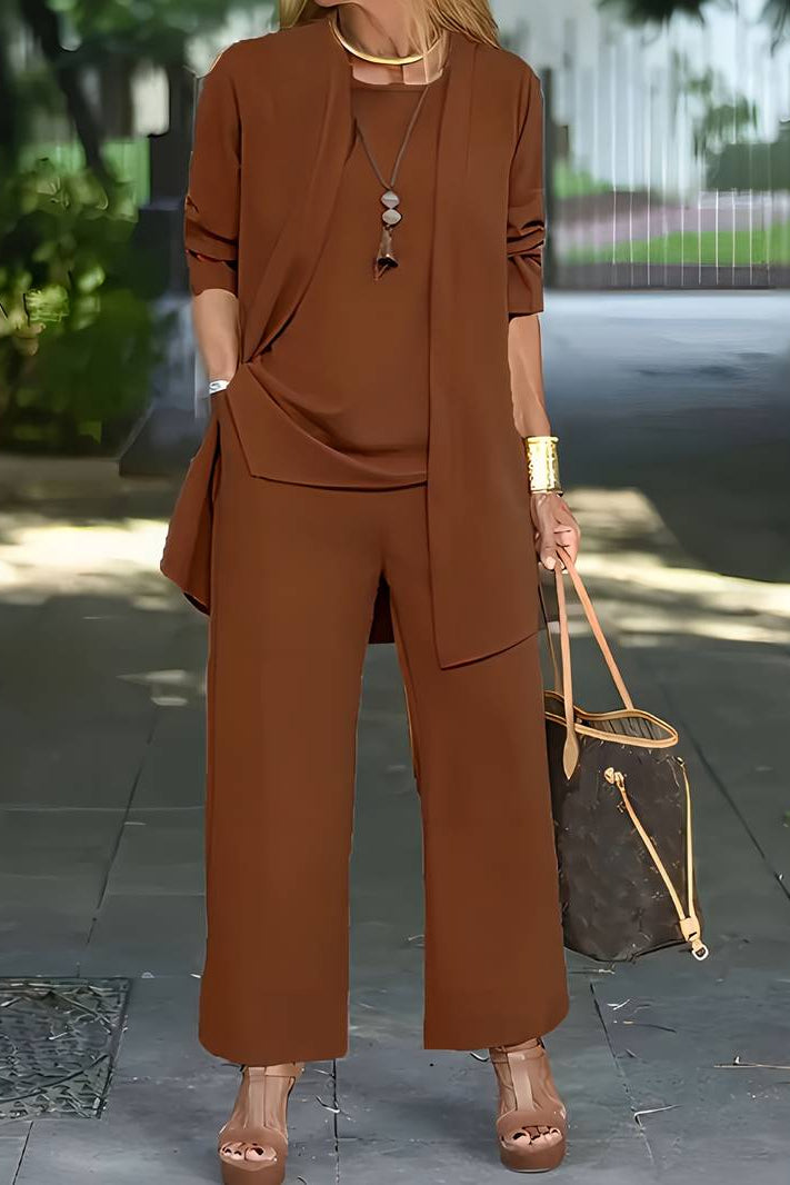 Elegant Women's 3-Piece Co Ord Set - Lightweight Summer Outfit with Cardigan & Trousers 4