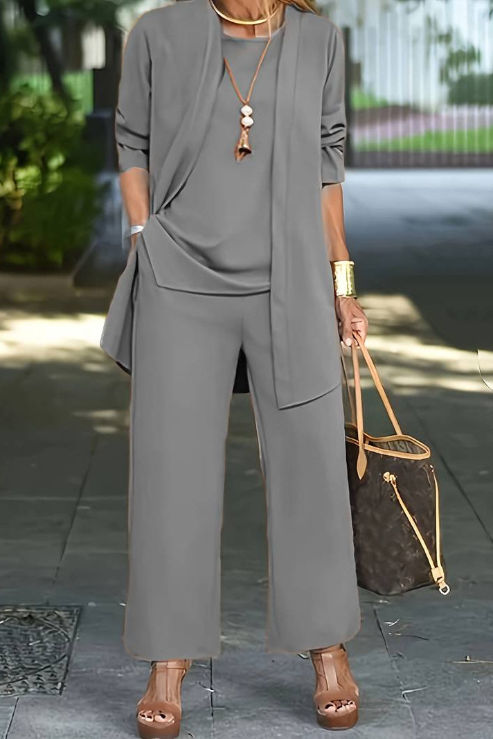 Elegant Women's 3-Piece Co Ord Set - Lightweight Summer Outfit with Cardigan & Trousers 5