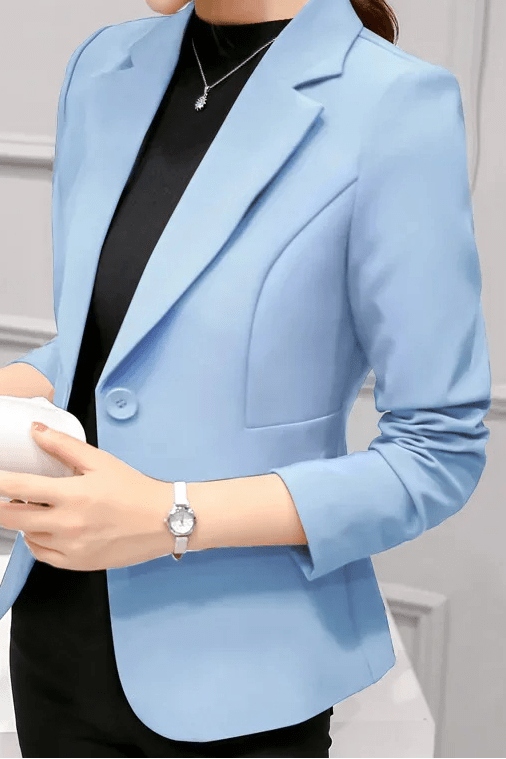 Elegant Women's Blazer - One-Button Closure & Notch Lapel Collar, Tailored Fit 1