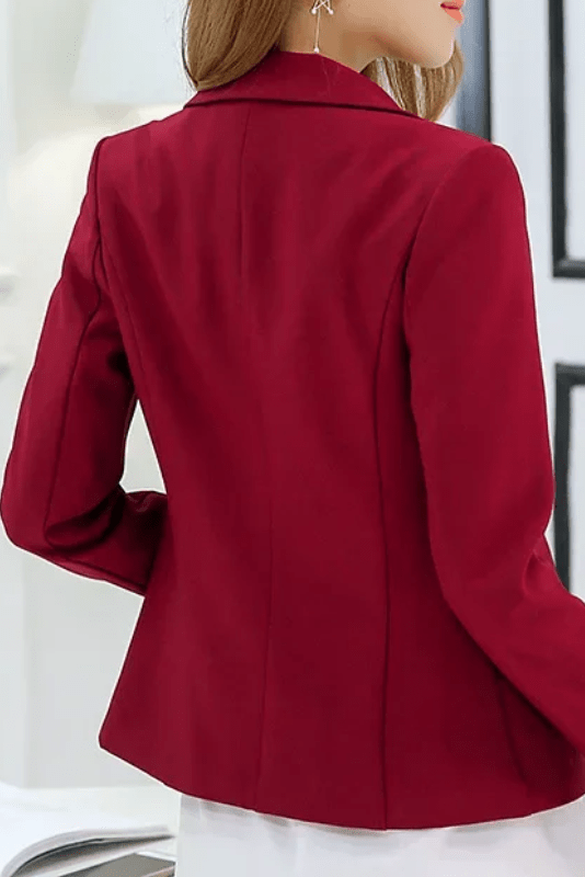 Elegant Women's Blazer - One-Button Closure & Notch Lapel Collar, Tailored Fit 2