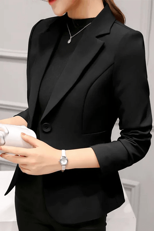 Elegant Women's Blazer - One-Button Closure & Notch Lapel Collar, Tailored Fit 3