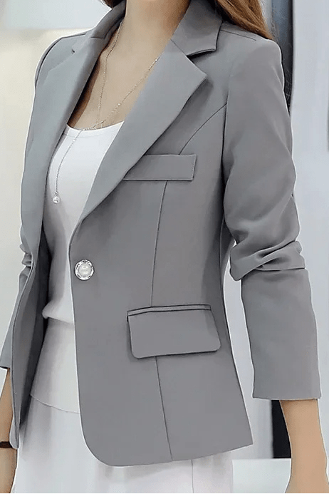 Elegant Women's Blazer - One-Button Closure & Notch Lapel Collar, Tailored Fit 6