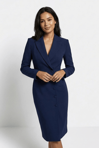 MODÉLYN – Modern Blazer Midi Dress with Sharp Tailoring
