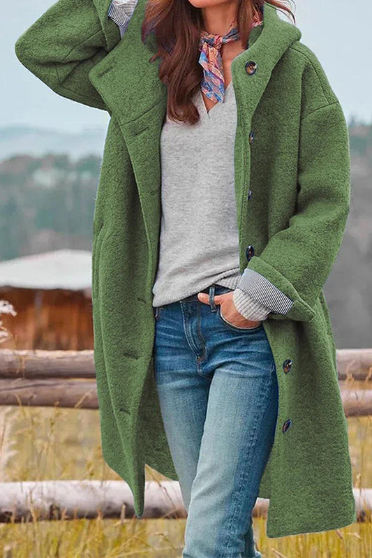 Elegant Women's Hooded Winter Coat with Classic Collar and Functional Hood 0